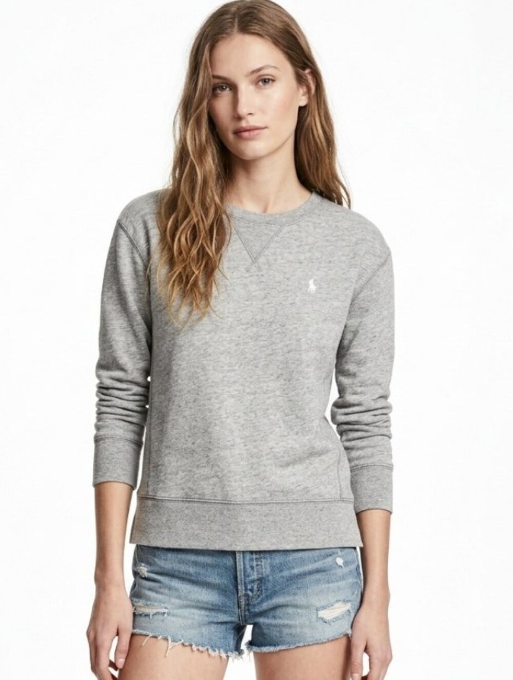 Vintage Ralph Lauren Embroidered Logo Basic Crewneck Sweatshirt In Gray - M